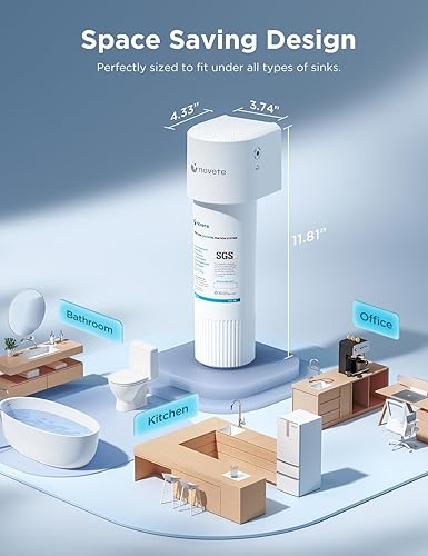 Miniatura 7 de NOVETE Sistema de filtro de agua para debajo del fregadero, 12 meses8 K galones, certificado NSFANSI 42372, reduce el plomo, cloro, malos sabores y