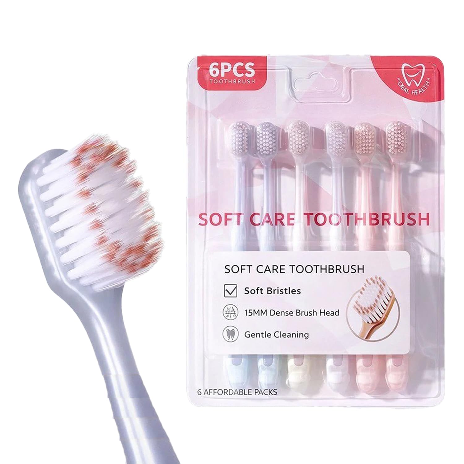 Ultra Soft Toothbrush Set - Extra Soft Bristles Tooth Brush for Gentle Teeth Cleaning, Soft Brush for Teeth and Gum Care (Pack of 6)-image-35