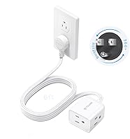 TROND 6ft Flat Extension Cord with 360° Rotating Plug - 3-Sided Low Profile Power Cube, 13A 3-Prong for Home Office Cruise Ships, White