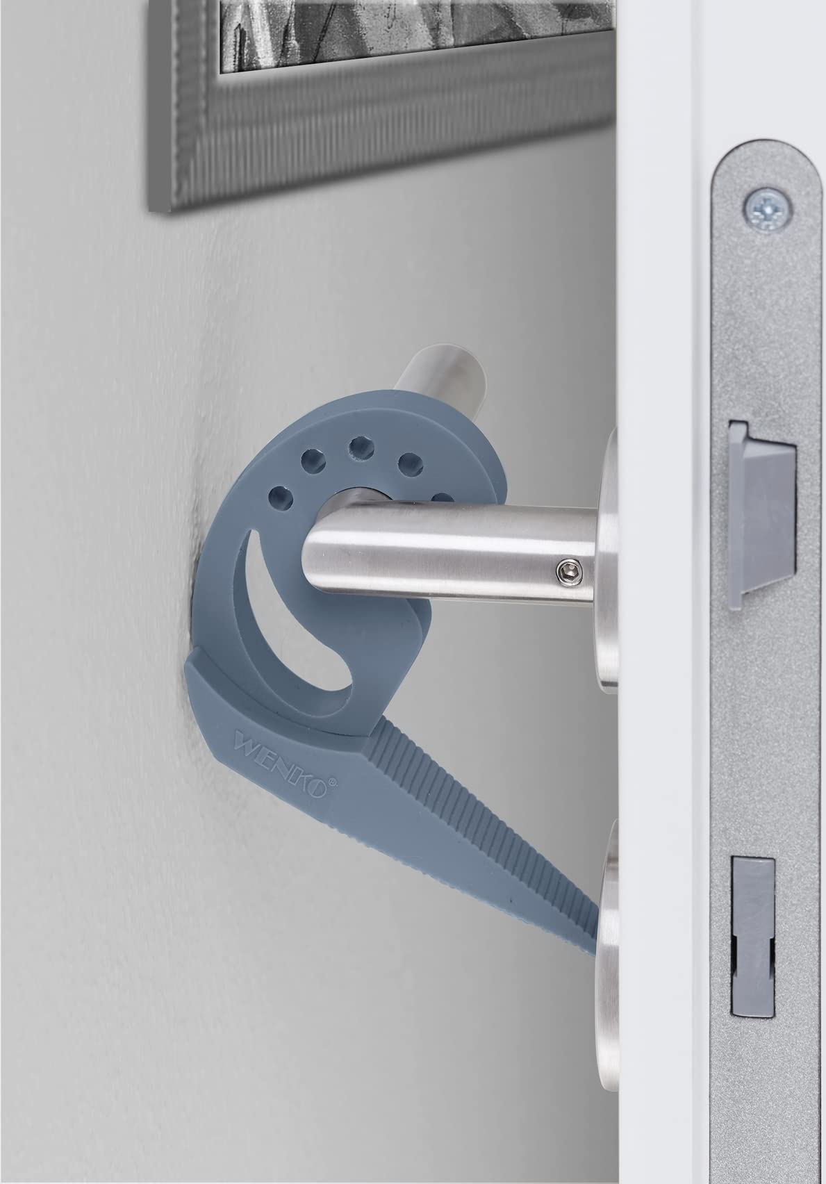 Wenko Multi-STOP fermaporta blu-grigio - Salvadita, TPR, 11.8 x 7.7 x 2.5 cm, Blu