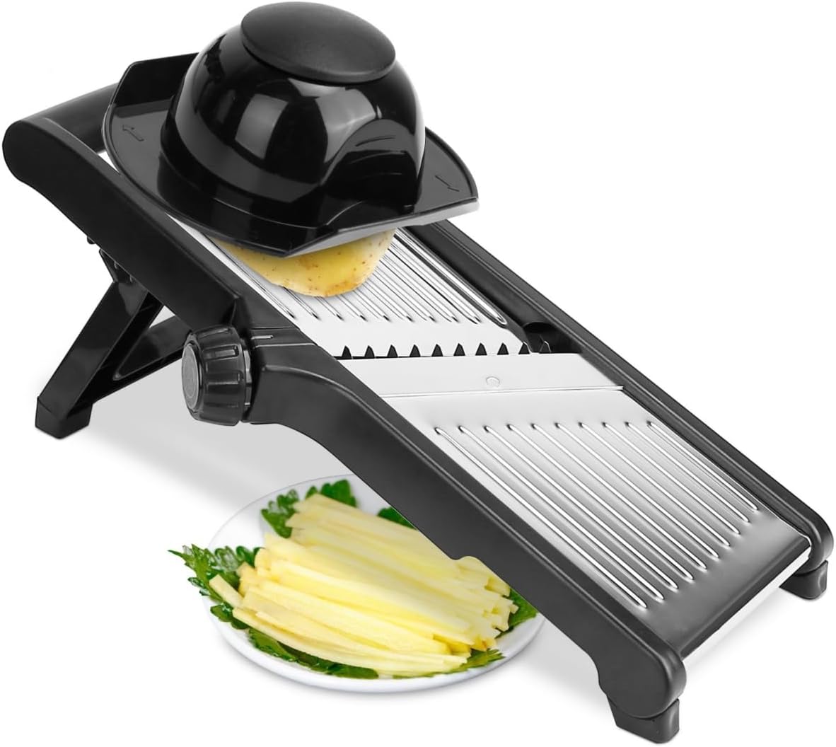 5-in-1 Stainless Steel Mandoline Slicer Set with Adjustable Blades & Food Holder