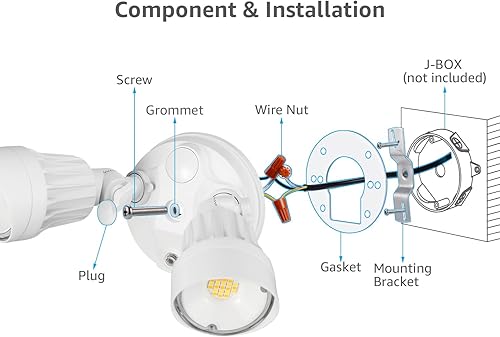 Miniatura 8 de LEONLITE 3CCT Luz de seguridad LED del anochecer al amanecer 3000 K4000 K5000 K seleccionable certificación ETL 2500 lm luz de inundación ajustable