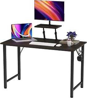 Computer Desk, Small Table Industrial Computer Desk Simple Desk with A Small Computer Desk Stand with Removable Rising Support (Black, 100 * 50 * 75cm)