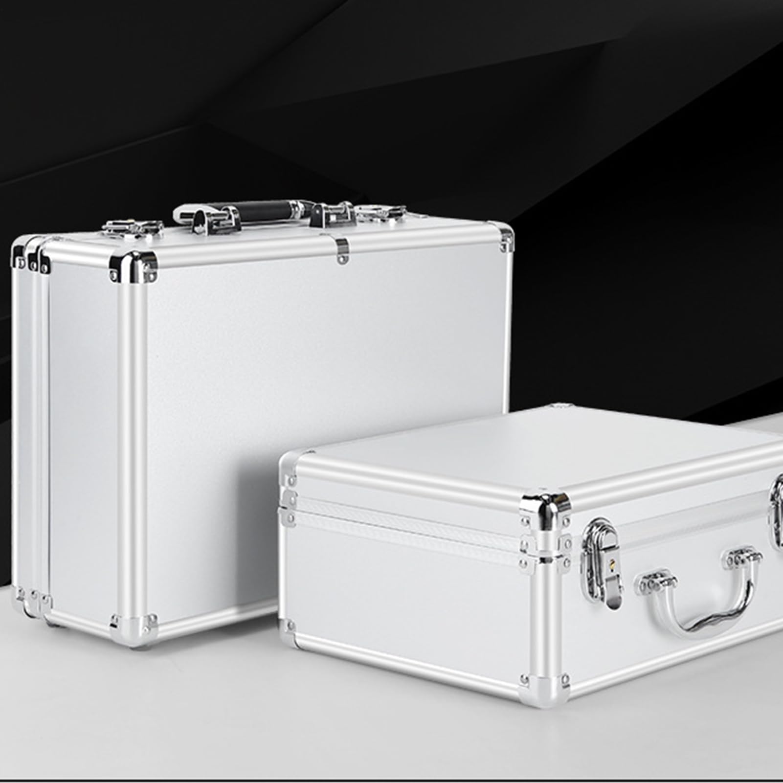 Hartschalen-Seitenkoffer, robuste Aluminium-Koffer, Präzisions-Instrumentenkoffer im Griff-Design, integrierte Aufbewahrungsbox für Schwamm-Organizer im Ma Design, Ein, Fare riferimento alla