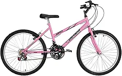 Bicicleta de Passeio Ultra Bikes Esporte Aro 24 Reforçada Freio V-Brake – 18 Marchas Feminina Rosa Bebê