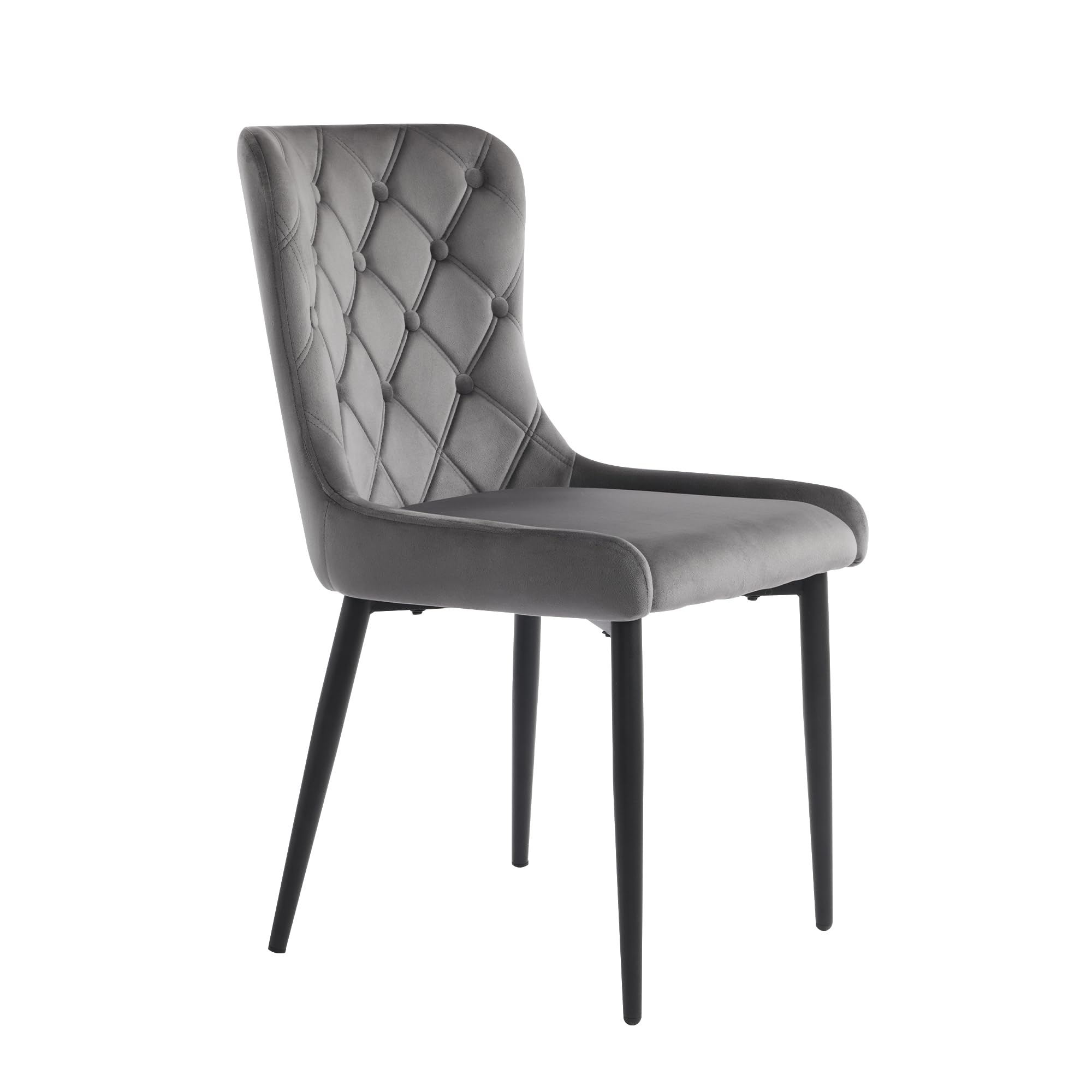 YESGIGA Sillas de comedor con respaldo, Silla de cocina con tapicería de terciopelo Silla acolchada de metal, Silla ergonómica, patas de hierro plateadas (2, gris oscuro B)