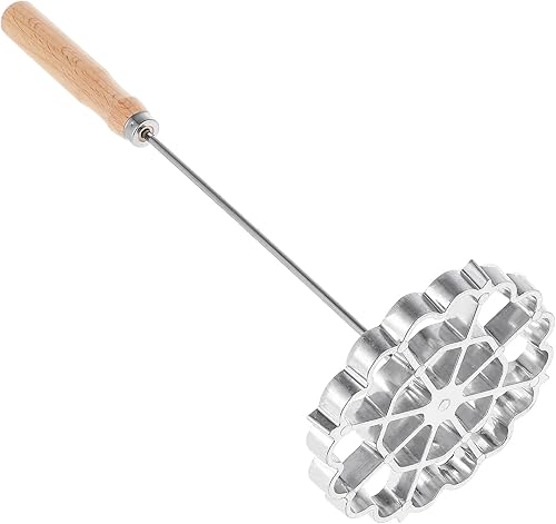 IMIKEYA Rosettes Timbal Set Molde de aluminio para gofres con mango de madera, Ravioli Empanada Molde de prensa Bunuelos Molde para galletas Molde