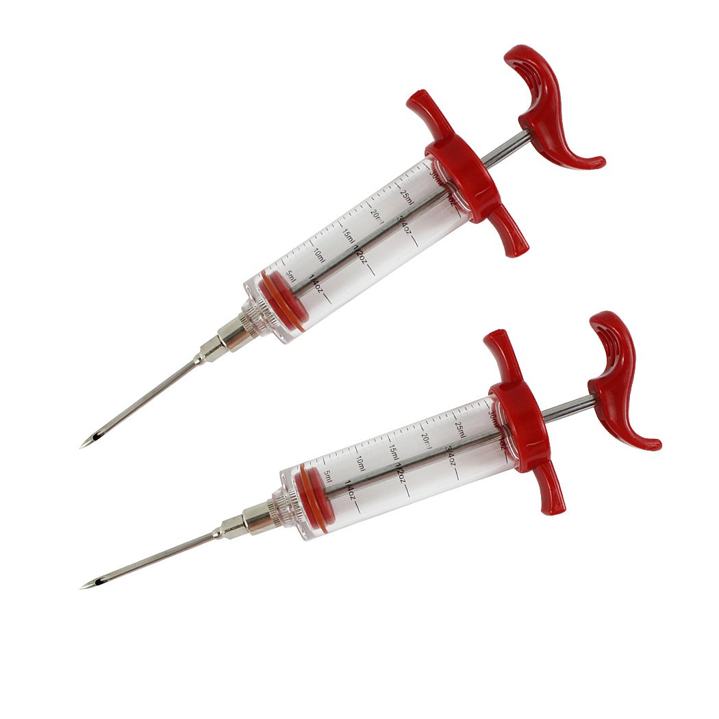 SIPLIV Plastic Turkey Syringe BBQ Tool Cook Meat Marinade Flavor Injector for Beef Chicken Grill Cooking - 2 Pcs a Set