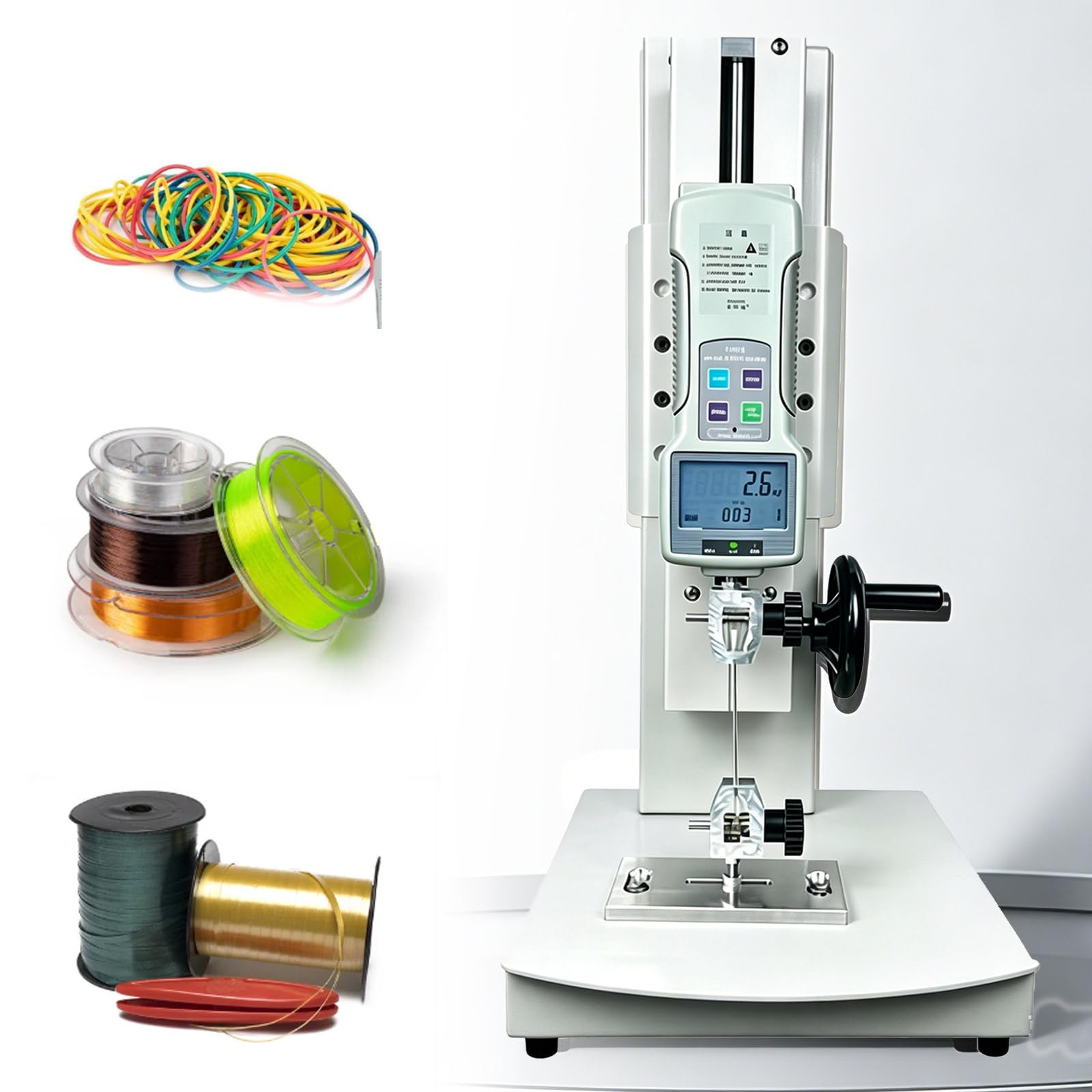Osnzyc Digital Force Test Bench, 10-2000N Manual Tensile Pressure Tester with 5 Probes, Travel 300mm, Can Store 999 Sets Of Data, for Laboratory Tensile Testing WithRuler-10N