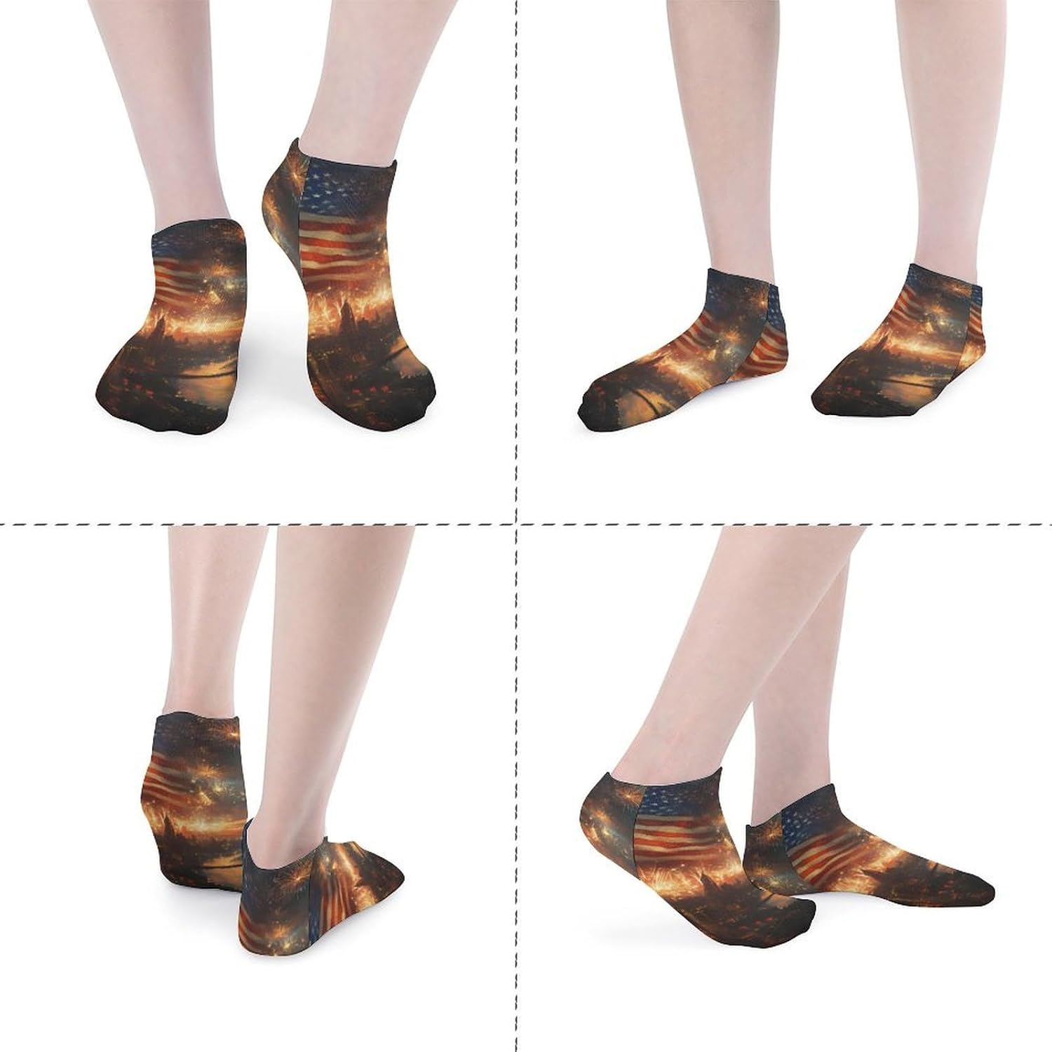 New York City Celebration And Fireworks Mens Socks No Show Low Cut Ankle Sock for Sports
