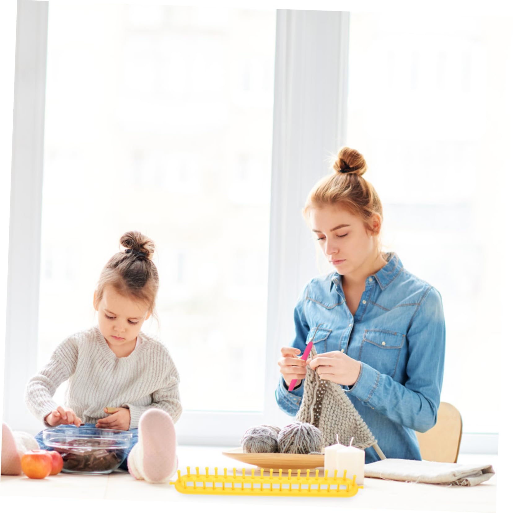 BELLIFFY Schal und Mützen Strickrahmen aus Kunststoff Selbstgemacht Strickzubehör für Bastelarbeiten Platzsparend für Feine Strickstücke Zufällige Farbe