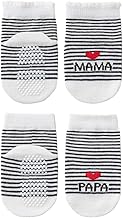 2 Pairs Cotton Baby Socks with 'J'aime Maman' and 'J'aime Papa' Design, 0-3 Months, Gift Boy, Newborn Baby Girl Set, Ideal for Home, Perfect as a Birth