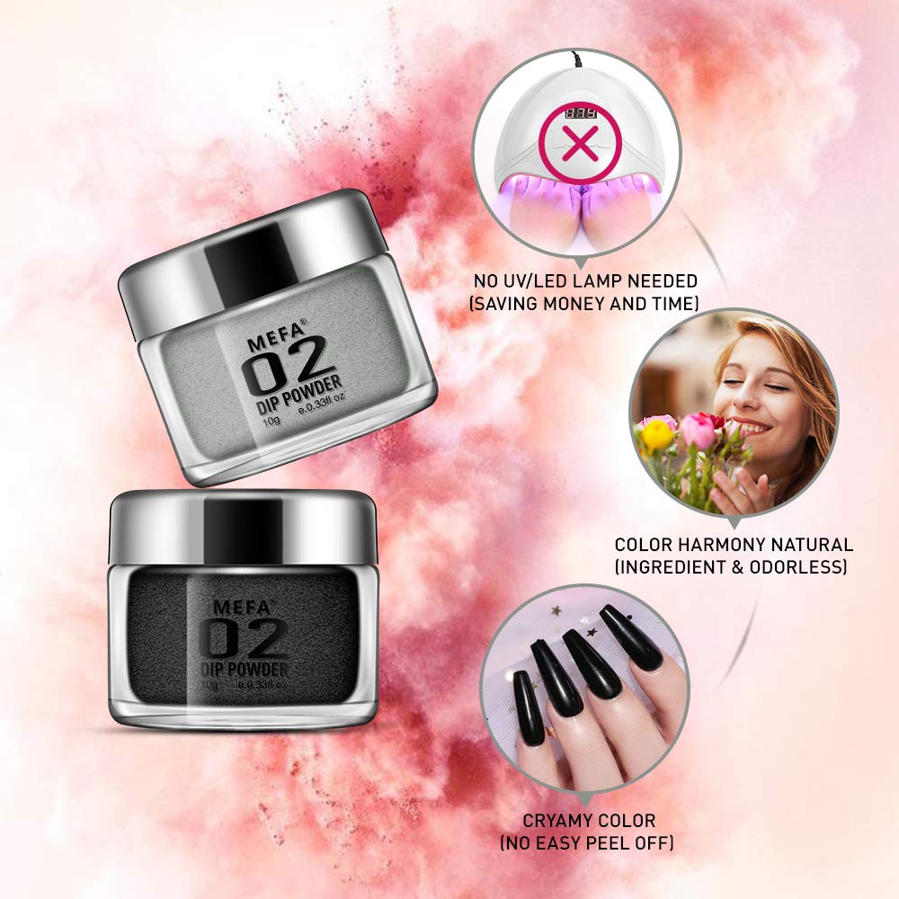 MEFA Dipping Powder Starter Kit 4 Colors for Beginners Dipping Powder System Starter Kit Acrylic Dipping System for French Nail Manicure Nail Art Set Essential Kit