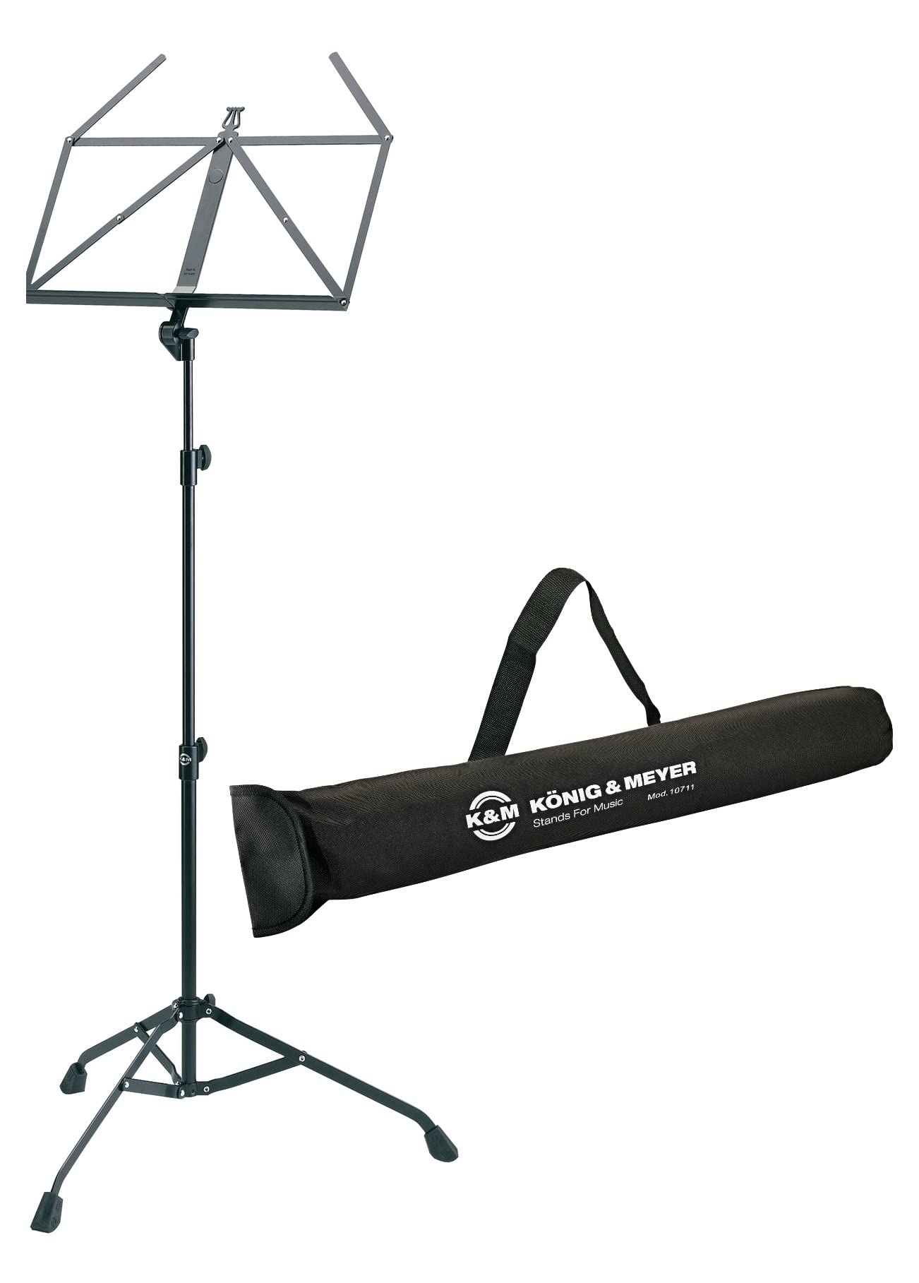 K&M 107 Notenständer Starline Set (ausziehbarer Notenständer mit Tragetasche) Schwarz