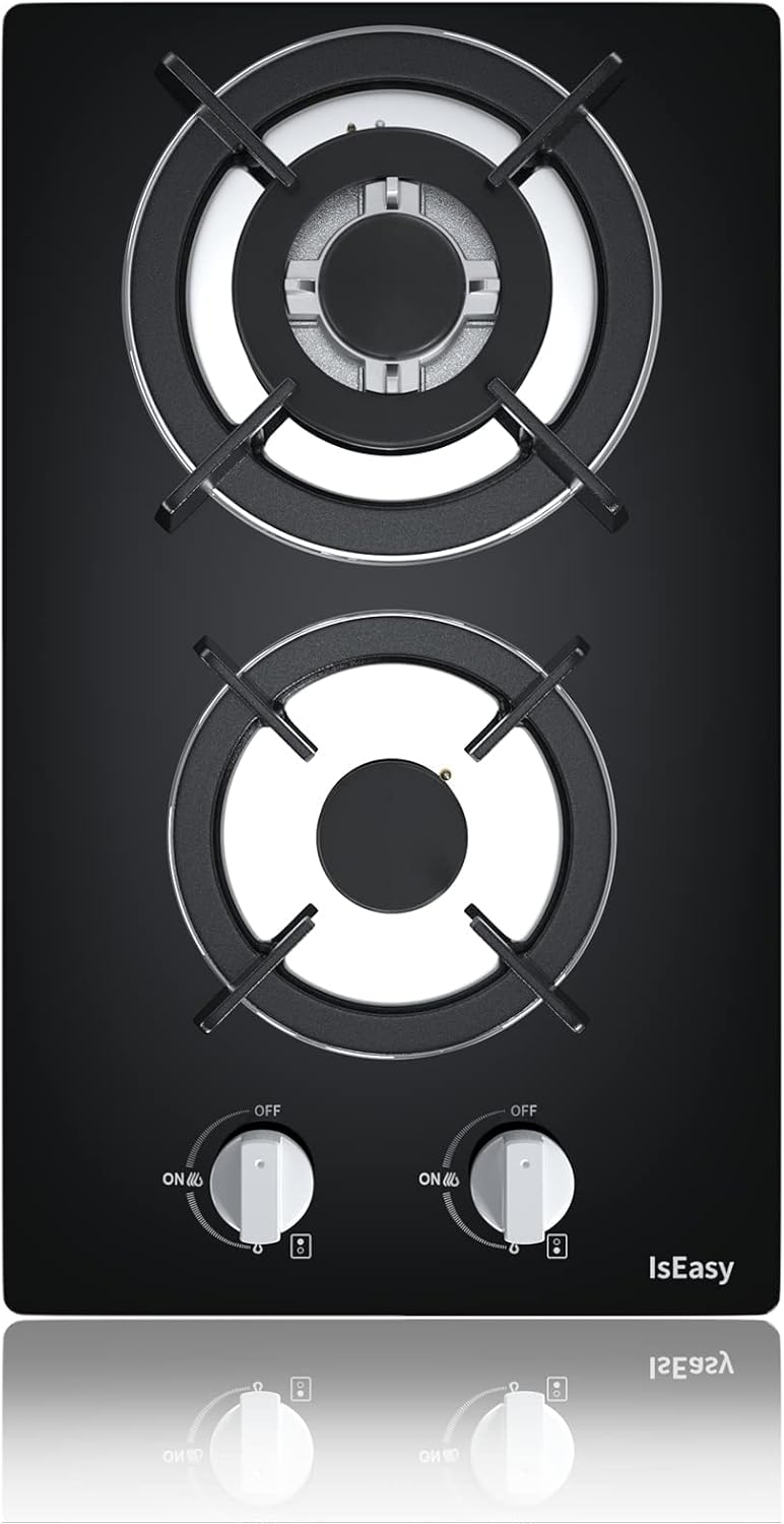 Piano Cottura a Gas, Vetro Nero (2 fuochi) Piano Cottura a Gas, Vetro Nero (2 fuochi)