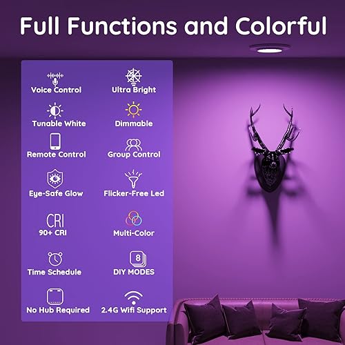 Miniatura 2 de Bombillas inteligentes, bombillas BR30 regulables de 1600 lúmenes, bombilla de color RGBWW, bombillas de luz de inundación compatibles con Alexa,