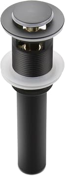 Bathroom Sink Pop Up Drain with Overflow, Small Cap, Matte Black