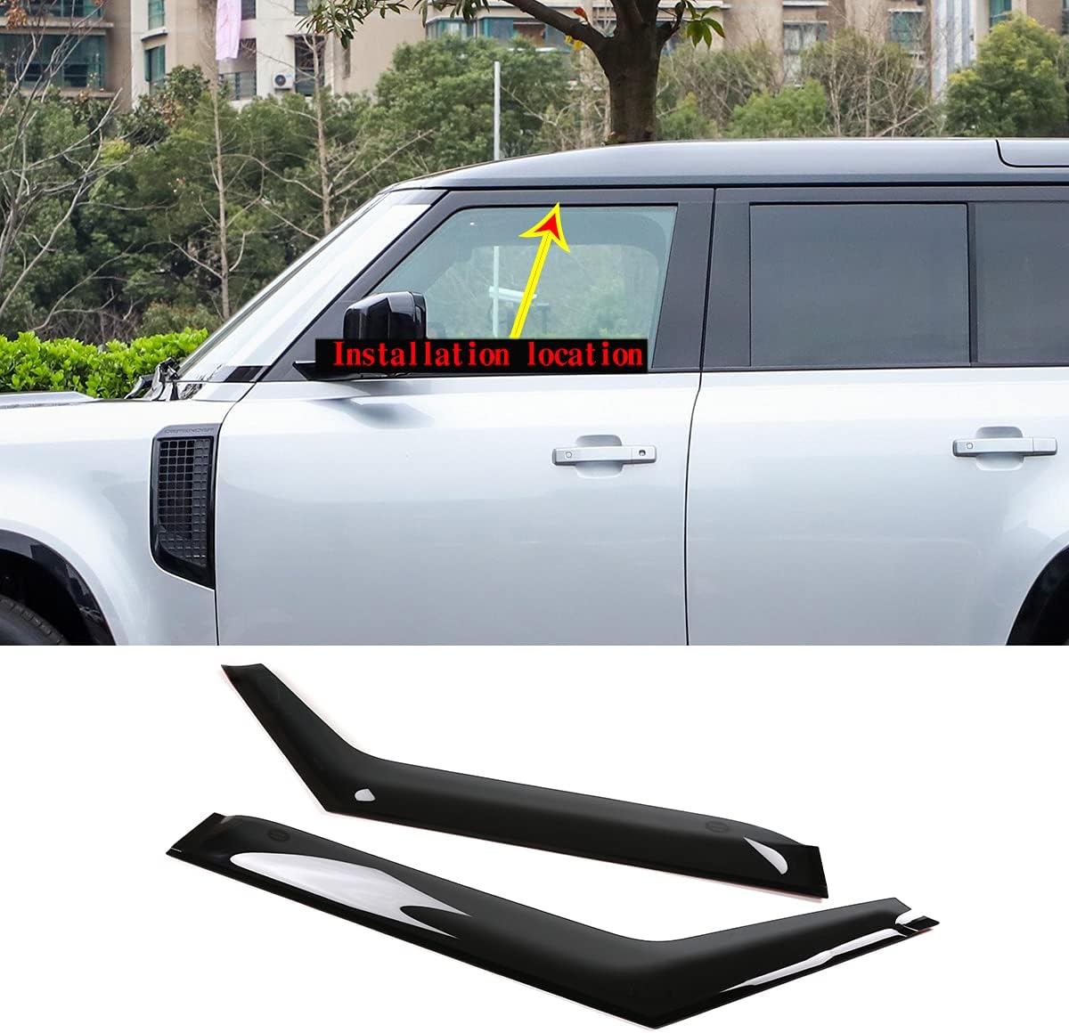 Compatible with Land Rover Defender 90 2020-2023 Side Window Deflectors, ABS Outside Mount Rain Guards, Rain Guards for Car Windows, 2PCS (90 Version)