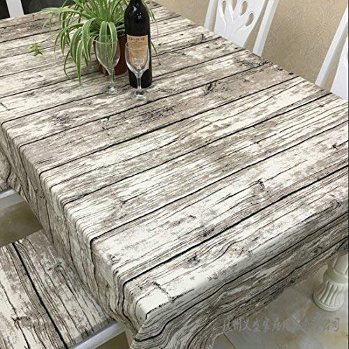 Jinsen Intage Wood Grain Tablecloth,Linen Embroidered Rectangle Washable Dinner Picnic Table Cloth,Assorted Size (140X220 Cm, 55X87Inch) #TOP26