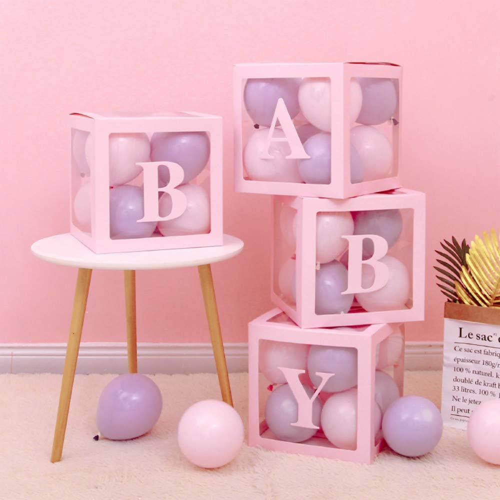 4pcs/set DIY Transparent Box Latex Balloon BABY Blocks for Boy Girl Baby Shower Wedding Birthday Party Decoration Backdrop