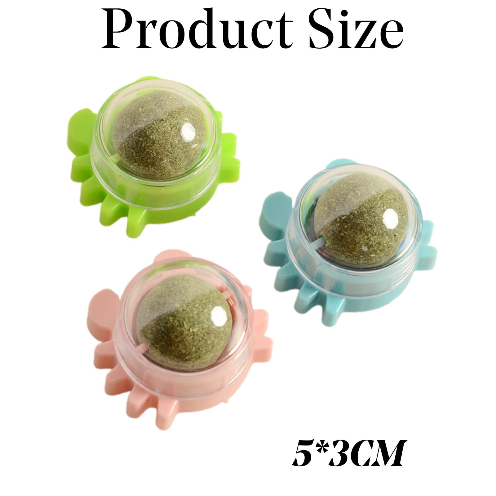 Catnip Balls Toy for Cat Wall Catnip Roller for Licking Teeth Cleaning Dental Edible Kitten Toy, Natural Rotating (Pink+Blue+Green) - Image 2