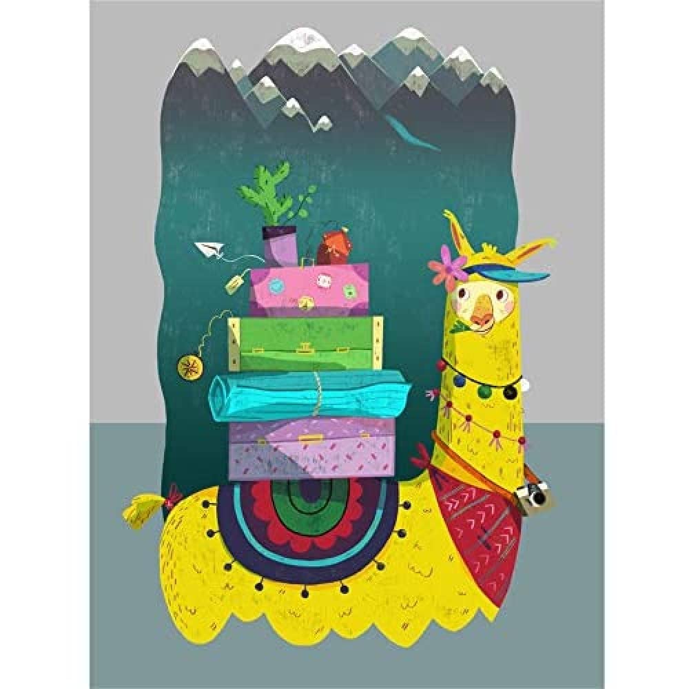 Wee Blue Coo Travelling Llama Art Print