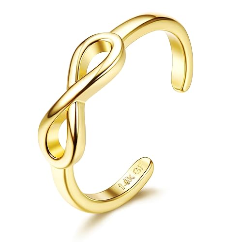 FASACCO 14k Gold Fillled Toe Rings for Women Hug CZ Triple Moonstone Snake Knot Simple Band Toe Rings Adjustable Toe Rings - Infinite