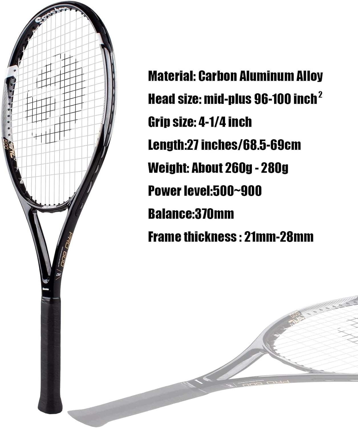 Senston Raquettes de Tennis 68,6 cm 27 pouces 2 Joueurs 3 Balles 2 Surgrips