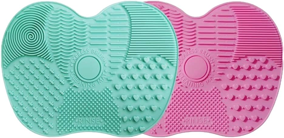 – 2 Pack Silicone Makeup Brush Cleaning Mats – Multi Textured Brush Cleaner Pads with Strong Suction Cups – Portable, Durable & Reusable Washing Tools for Deep Cleaning Cosmetic Brushes