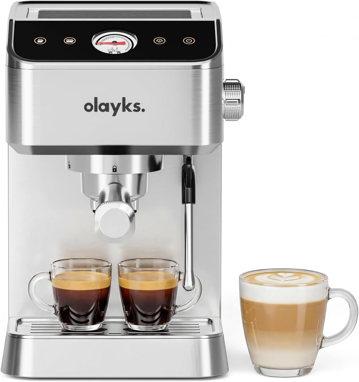 Espresso Machine 20 Bar, Brush Stainless Steel Espresso Maker with Milk Frother Steam Wand, 1400W Espresso Coffee Machine with 1.8L Removable Water Tank for Latte, Cappuccino,Machiato