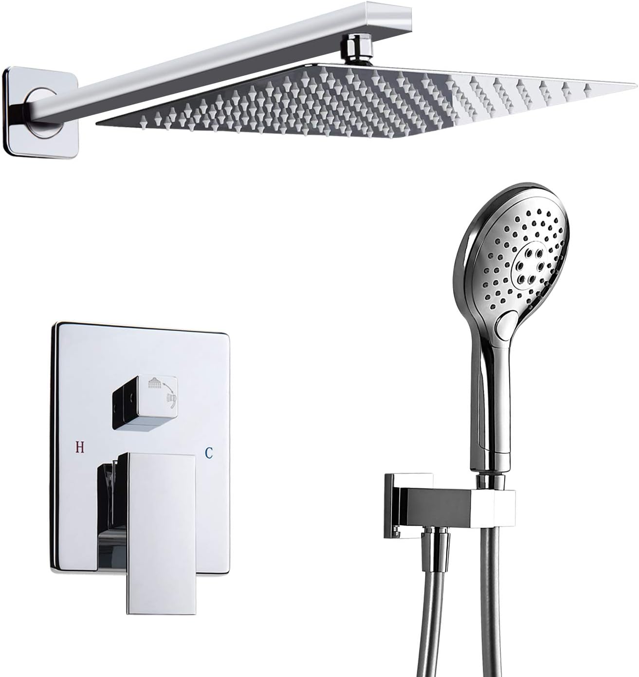 ๐ฅ Modern shower faucet set, Rain shower systems with rain shower and handheld, Shower trim kit with rough-in diverter valve, Luxury rainfall shower kit, Shower combo set (Polished Chrome) ๐ฅ Modern shower faucet set, Rain shower systems with rain shower and handheld, Shower trim kit with rough-in diverter valve, Luxury rainfall shower kit, Shower combo set (Polished Chrome)