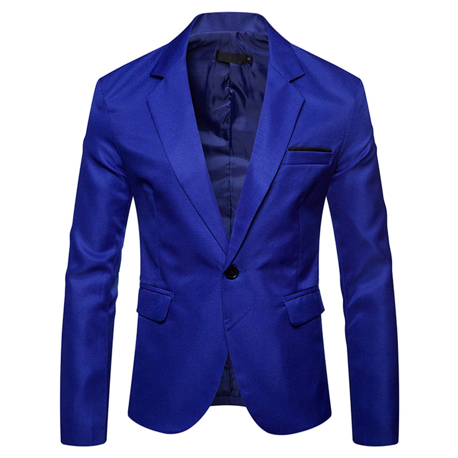 Men's Slim Fit Daily Blazer Lightweight One Button Lapel Slim Fit Business Jacket Solid Wedding Party Sport Coat (Blue,X-Large)