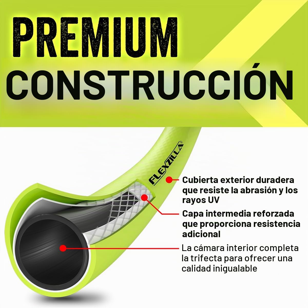 Flexzilla Manguera de jardín de 5/8 Pulgadas x 100 pies, Resistente, Ligera, Segura para Agua Potable, ZillaGreen - HFZG5100YW-E