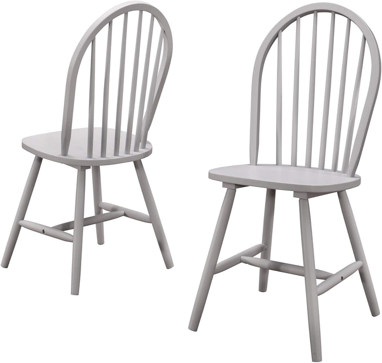 Rhode Island Pair of Solid Wood Painted Grey Dining Chairs