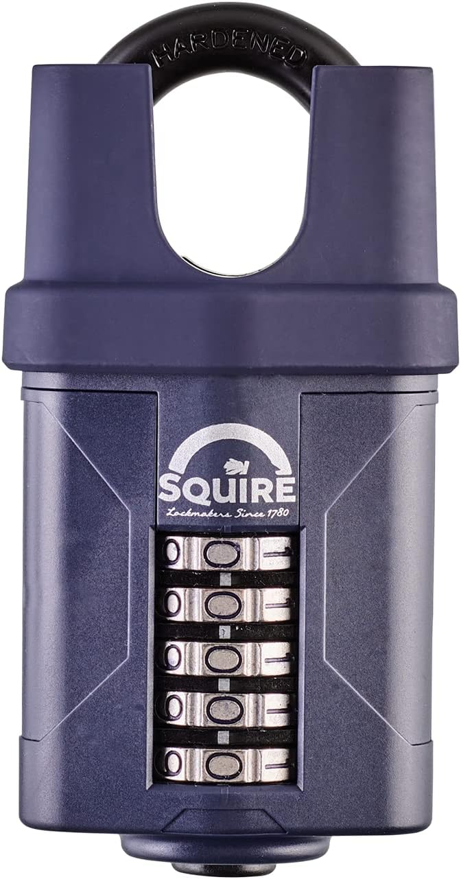 Squire Heavy Duty Padlock (CP60CS) - Toughest Closed Shackle - 5 Wheel Combination Padlock - Alloy Steel for Corrosion Resistance - Weatherproof Lock for Home, School & Garage (Blue, 60 mm)