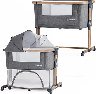 Berceau évolutif 3 en 1 Leo – Cododo réglable Hauteur, Lit bébé sécurisé, Parc modulable, de la Naissance à 36 Mois en Mode Parc – Gris