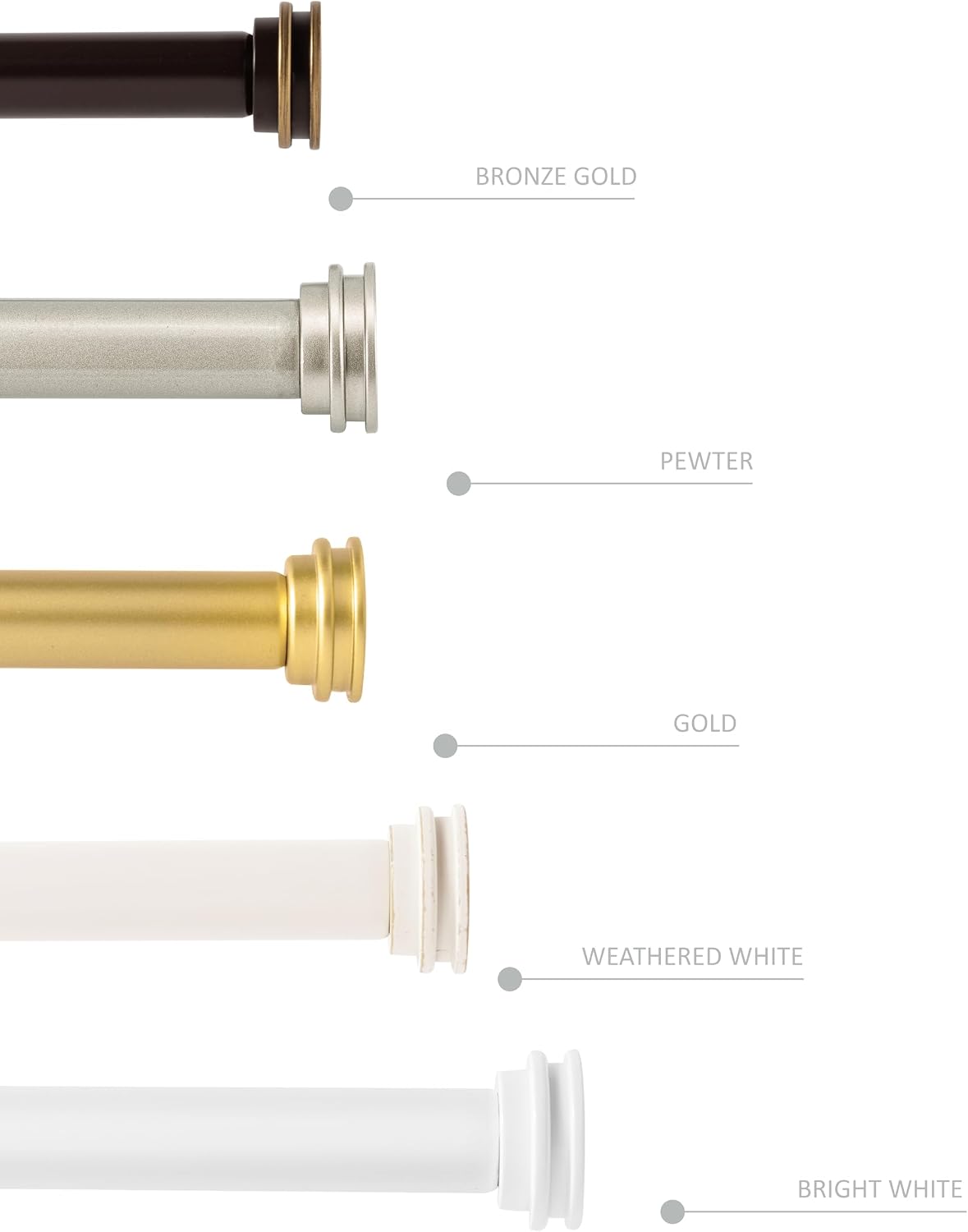 5/8" Single Curtain Rod with Nerveux Finials