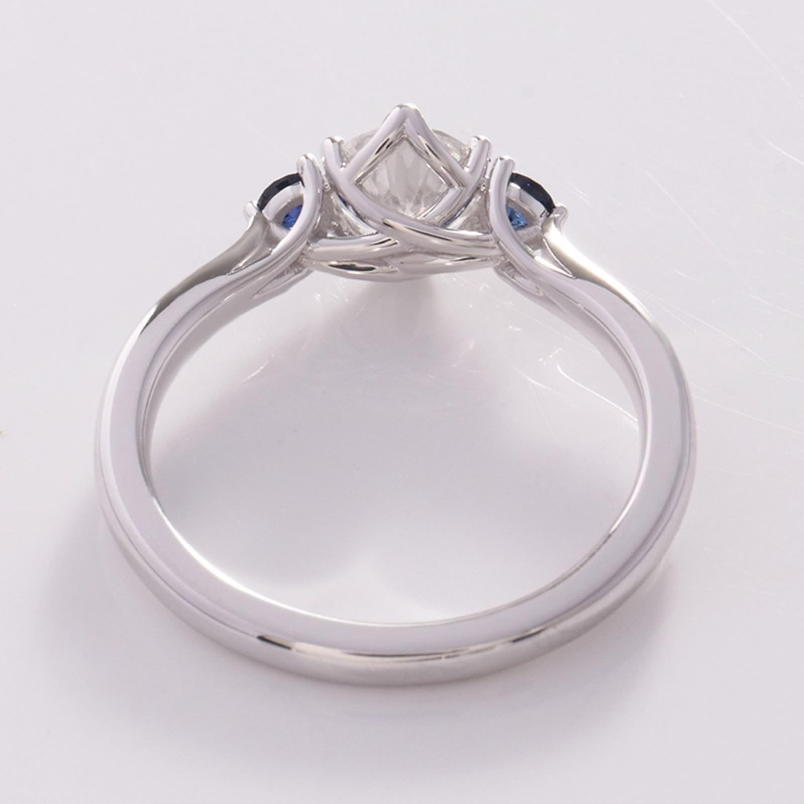 AMDXD Echtschmuck 9K/14K/18K Weißgold Eheringe, Klassiker Antragsring mit Moissanit Weiß Blau, Partnerringe Weiß Gold Au 375/585/750, Gr.47-62