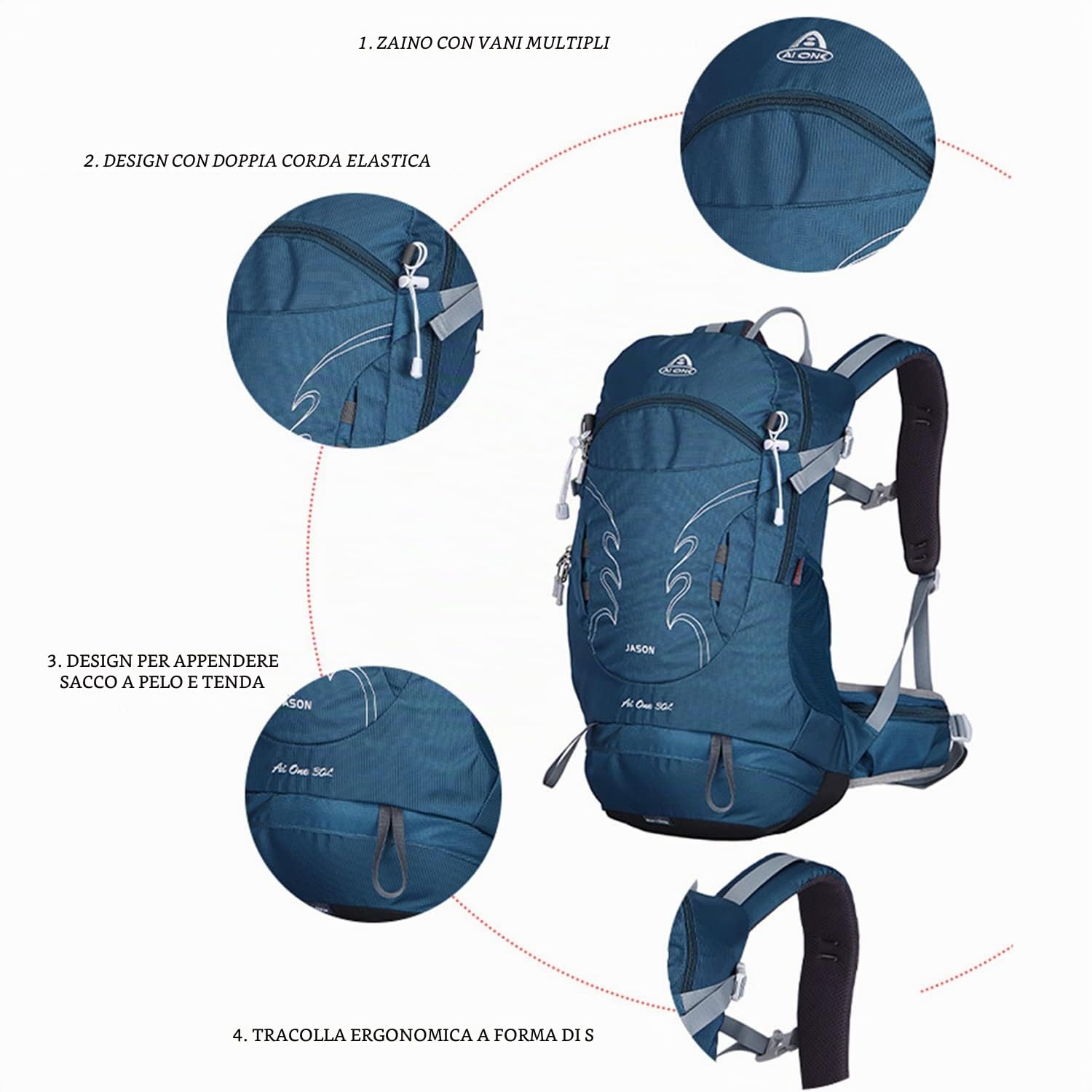 Zaino da alpinismo 30L Zaino da campeggio multifunzionale impermeabile ultraleggero Zaino per sport all'aria aperta Zaino da alpinismo