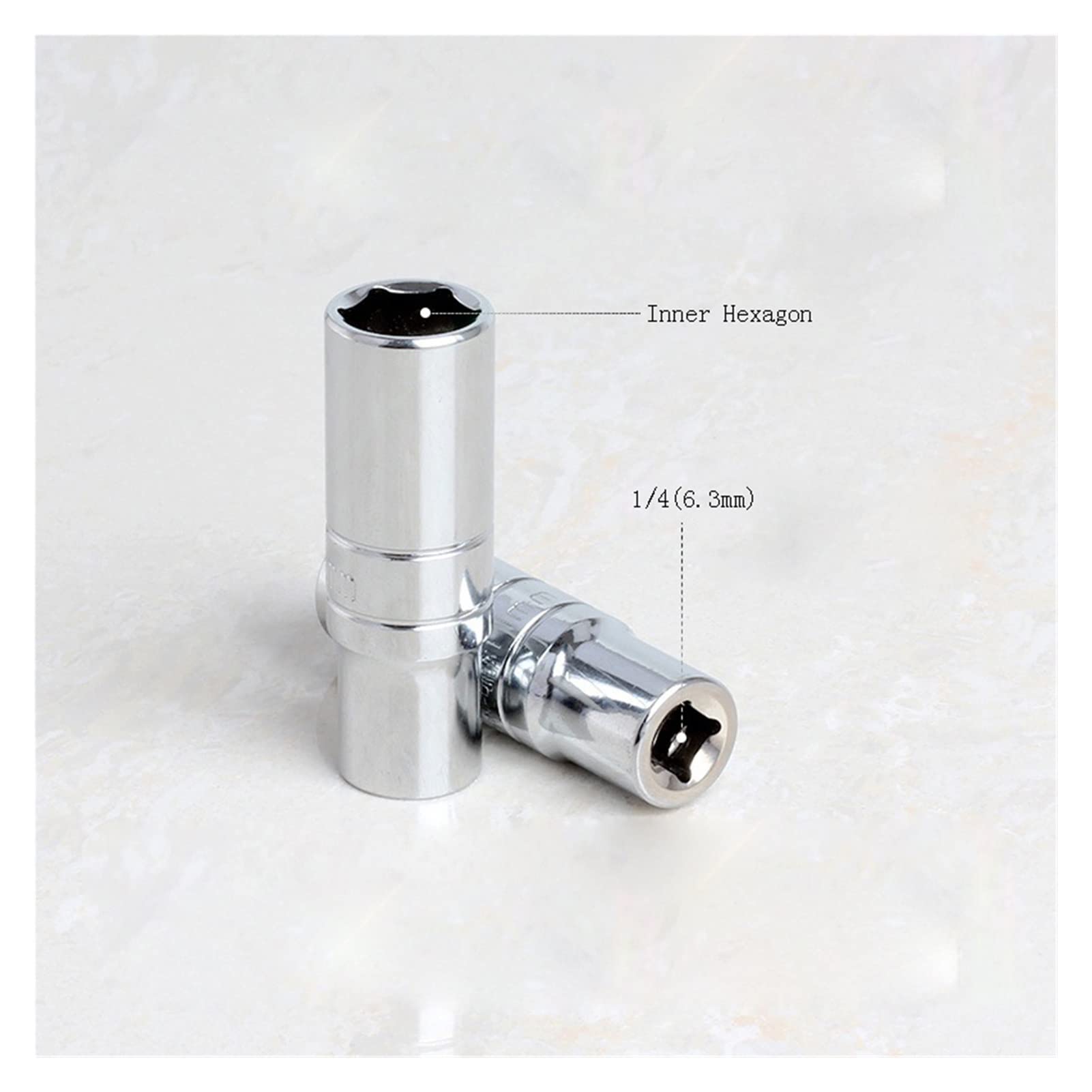 Set Di Prese Esagonali 1/4 Con Finitura Superficiale Cromata - Foto 4