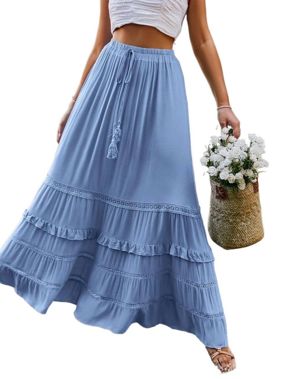 Womens Fashion Trendy Skirt Casual Womens Flounce Hem Skirt Summer Elegant