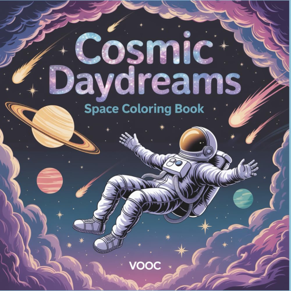Cosmic Daydreams: Space Coloring Book for Adults Featuring Whimsical Astronauts, Dreamy Galaxies, and Peaceful Cosmic Scenes for Relaxation and Mindfulness (Groovy & Psychedelic Coloring)