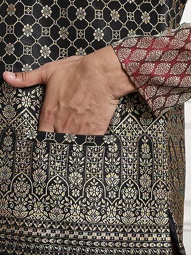 Image of SOJANYA (Since 1958 Men's Jacquard Silk Kurta and Pyjama with Nehru Jacket