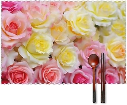 Sweety Rose Placemats Set Table Mats Heat Resistant Placemats for Dining Table Non-Slip Place Mats Kitchen Table Mats for Indoor Outdoor Housewarming Decor