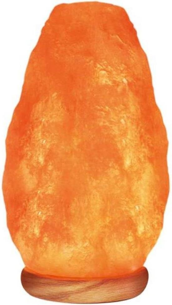 Natural Himalayan Rock Salt Lamp 8-13 lbs with Wood Base, UL Approved Electric Wire, with Dimmer & Bulb