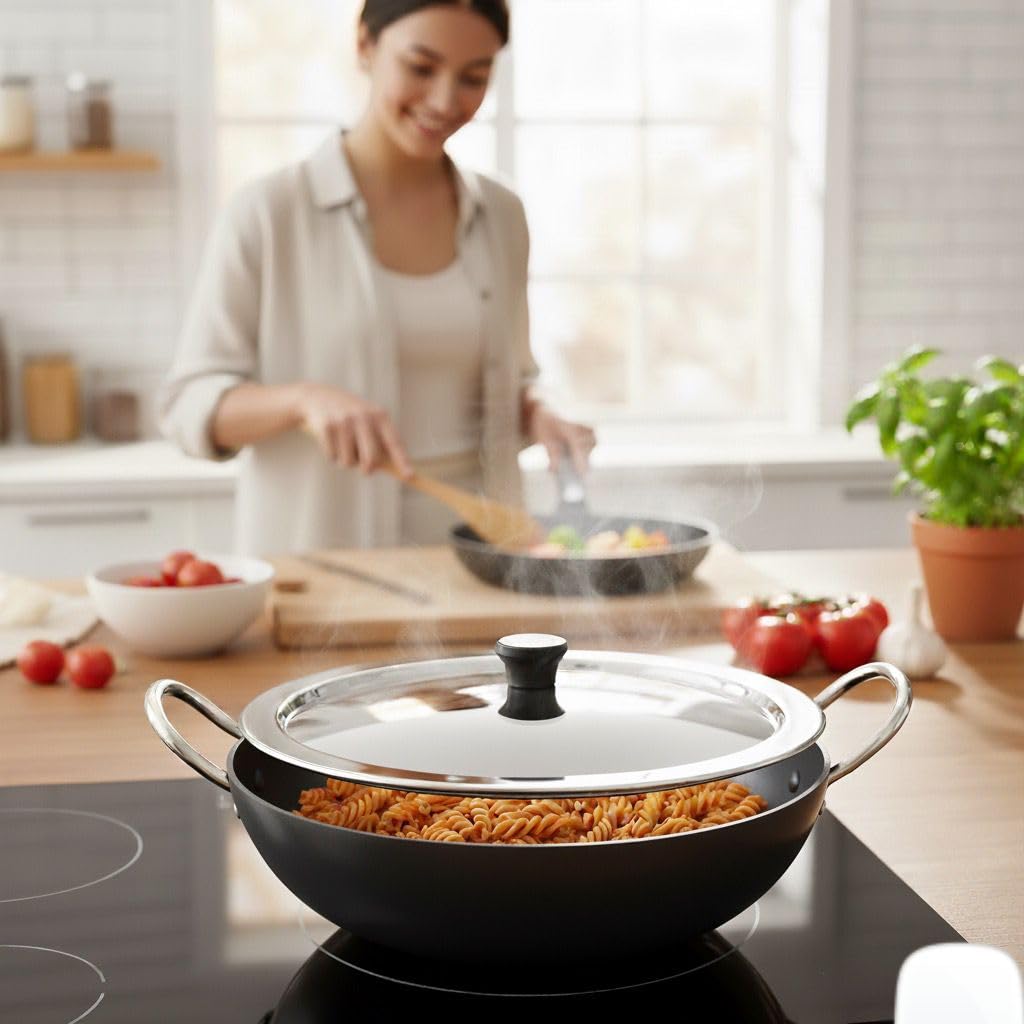 KCL Stainless Steel Ciba Tope Lids/Tope Cover/Handi/Kadai Lid/Saucepan Lid with Nob - 1 Unit - Diameter - 24cm 4