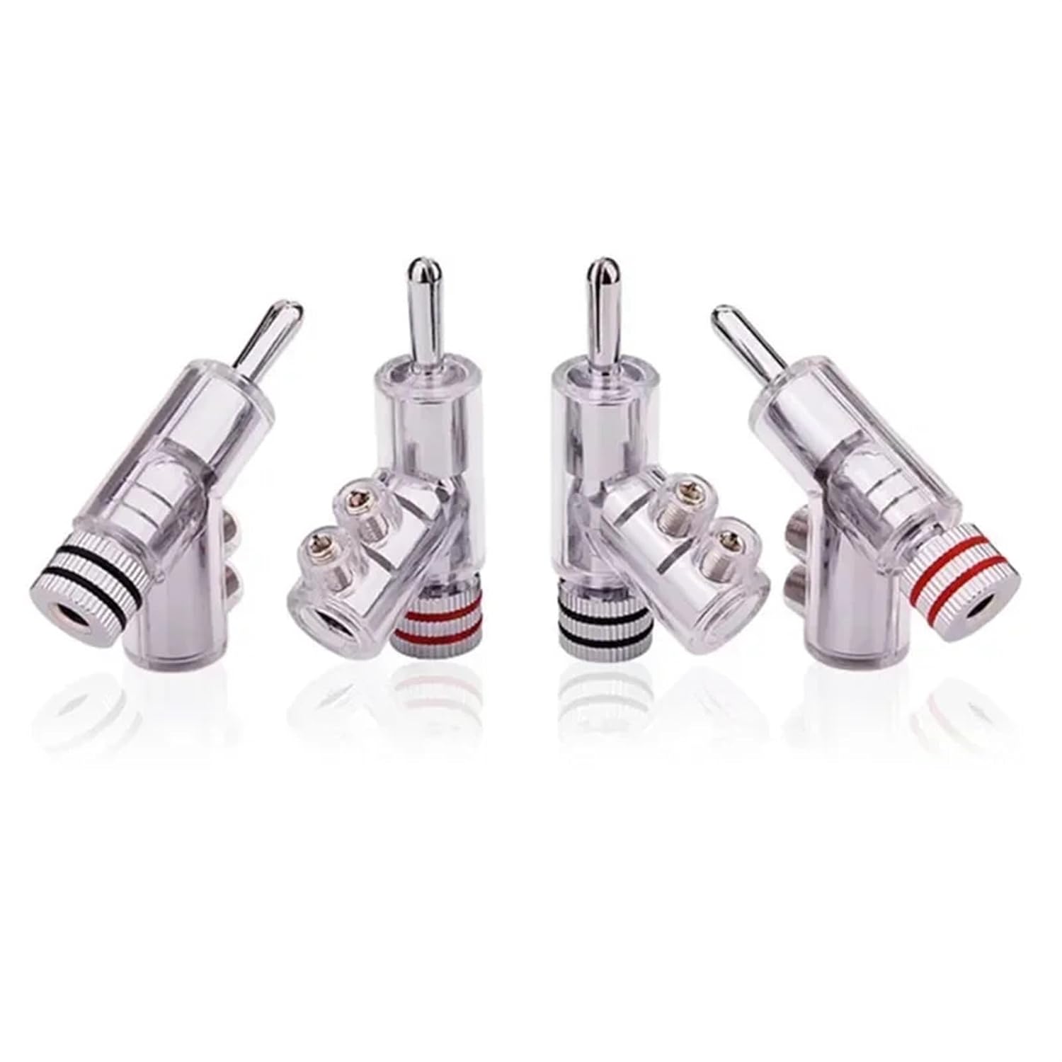 Banana Self Locking Hi-End Copper for 4mm Head Speaker Terminal Connector Audio Amplifier Y-Shaped Gun Type Gold Silver(10 Pairs,Silver)