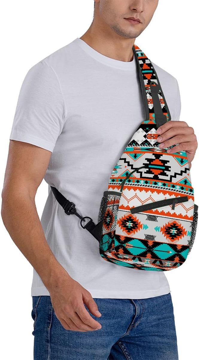 Sling Bag for Women Men, Aztec Pattern Fanny Pack Crossbody Backpack Shoulder Belt Bags Chest Purses for Travel Hiking Cycling - Image 8