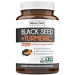 Cold-Pressed Black Seed Oil Capsules - Vegan Non-GMO Nigella Sativa Black Seed Oil Supplement with Turmeric Extract for Comfort Mobility & Immune Support - Curcuminoid & Thymoquinone-Rich (1 Month)