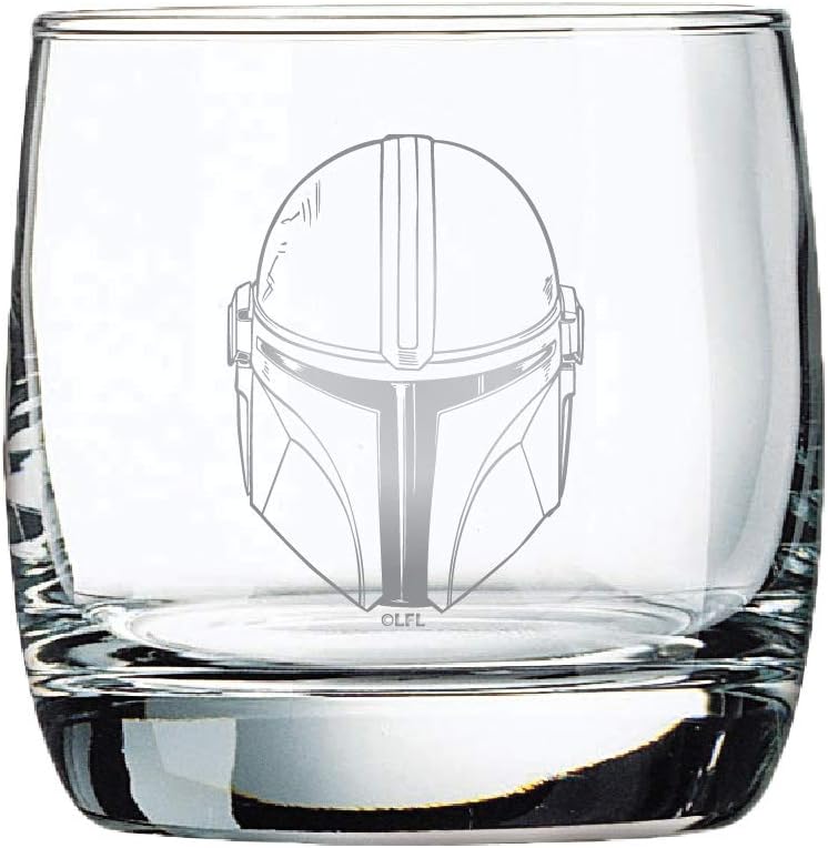 The Mandalorian Glass Set (Helmets) - 10 oz Capacity - Glasses 2-Pack - Star Wars Design - Heavy Base
